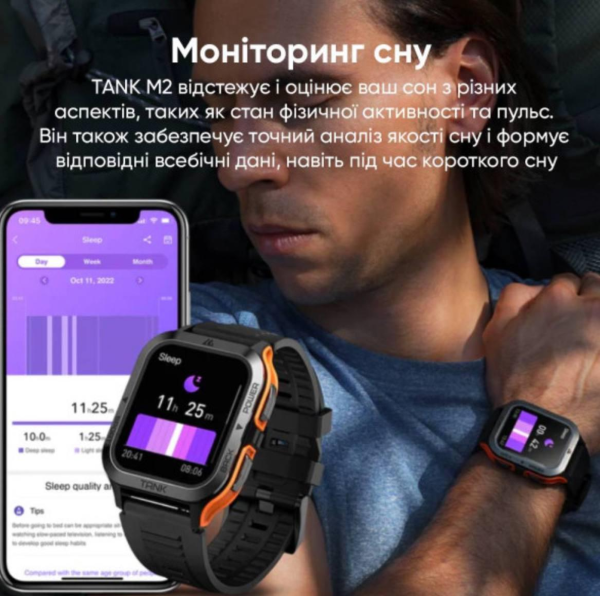 Спортивний Розумний Годинник Kospet Tank M2 Black + Спортивні Режими, Водозахист, Дзвінки 1077-0250