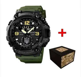 Чоловічий годинник Awarder 004 Тризуб срібло Army Green-Black 1202-0153