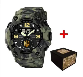 Чоловічий Тактичний годинник Awarder 004 Тризуб золото Camo Green 1202-0120