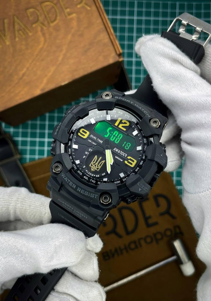 Чоловічий Тактичний годинник Awarder 004 Тризуб золото Black 1202-0119
