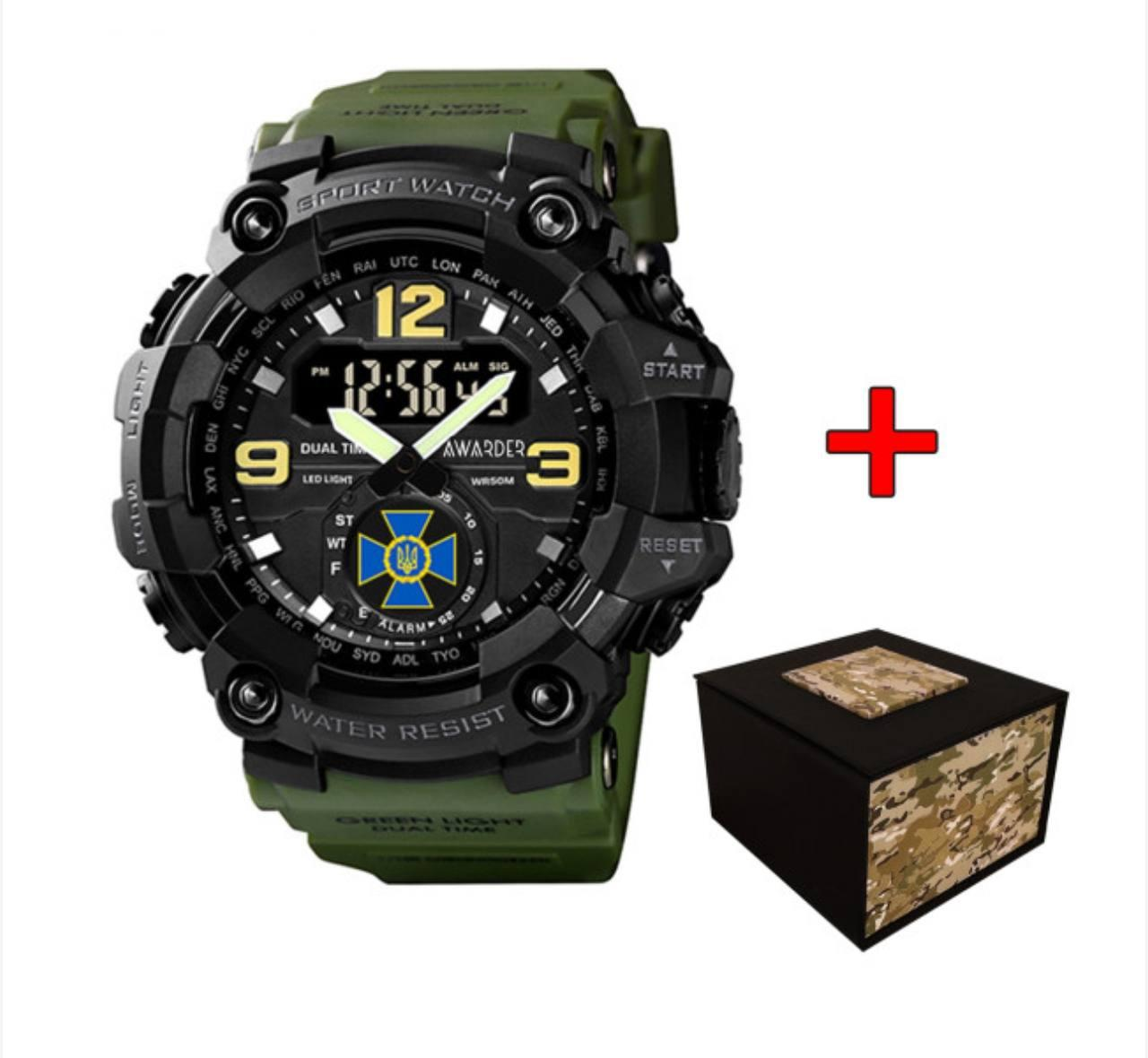Чоловічий тактичний годинник Awarder 004 СБУ Army Green-Black 1202-0155