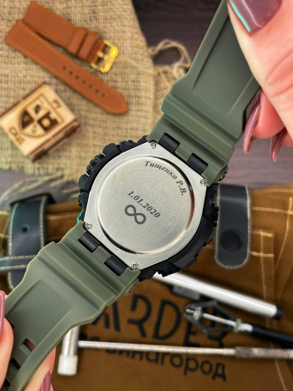 Тактичний Чоловічий годинник Awarder 003 Тризуб золото Army Green-Black 1202-0117