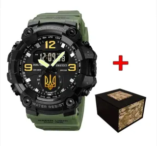 Тактичний Чоловічий годинник Awarder 003 Тризуб золото Army Green-Black 1202-0117