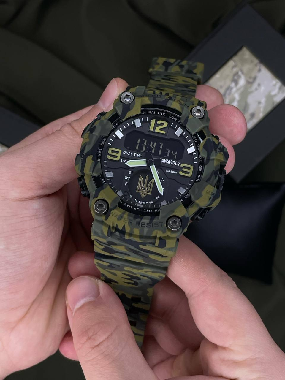 Тактичний годинник Awarder 003 Тризуб золото Army Green 1202-0096
