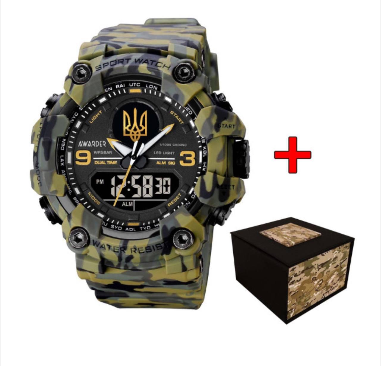 Чоловічий годинник Awarder 001 Тризуб золото Camo Green 1202-0097