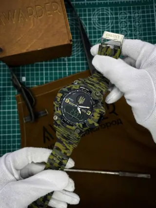 Чоловічий годинник Awarder 001 Тризуб золото Camo Green 1202-0097