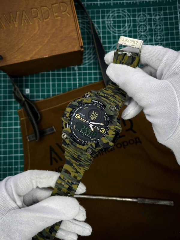 Чоловічий годинник Awarder 001 Тризуб золото Camo Green 1202-0097