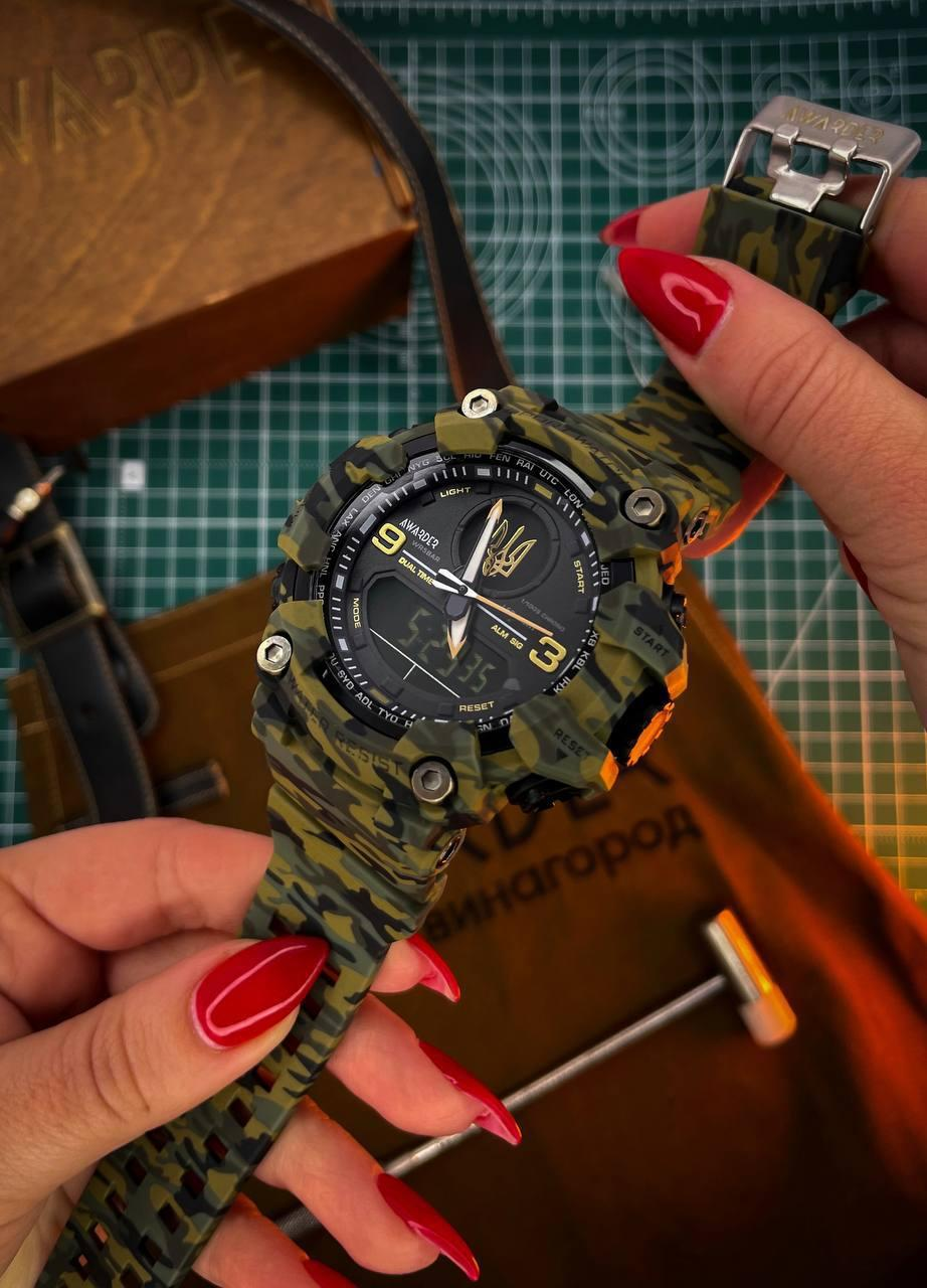 Чоловічий годинник Awarder 001 Тризуб золото Camo Green 1202-0097