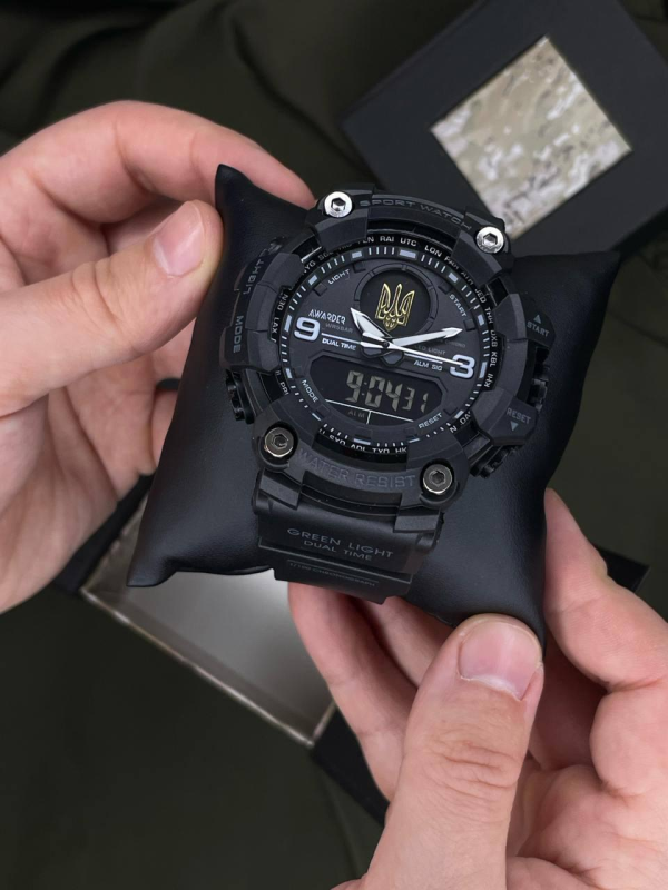 Тактичний Годинник Awarder 001 Тризуб золото All Black 1202-0131