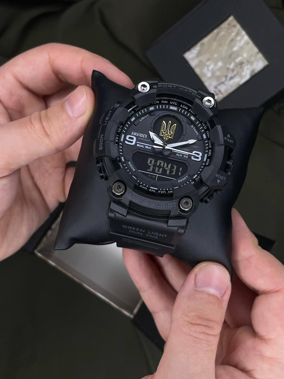 Тактичний Годинник Awarder 001 Тризуб золото All Black 1202-0131