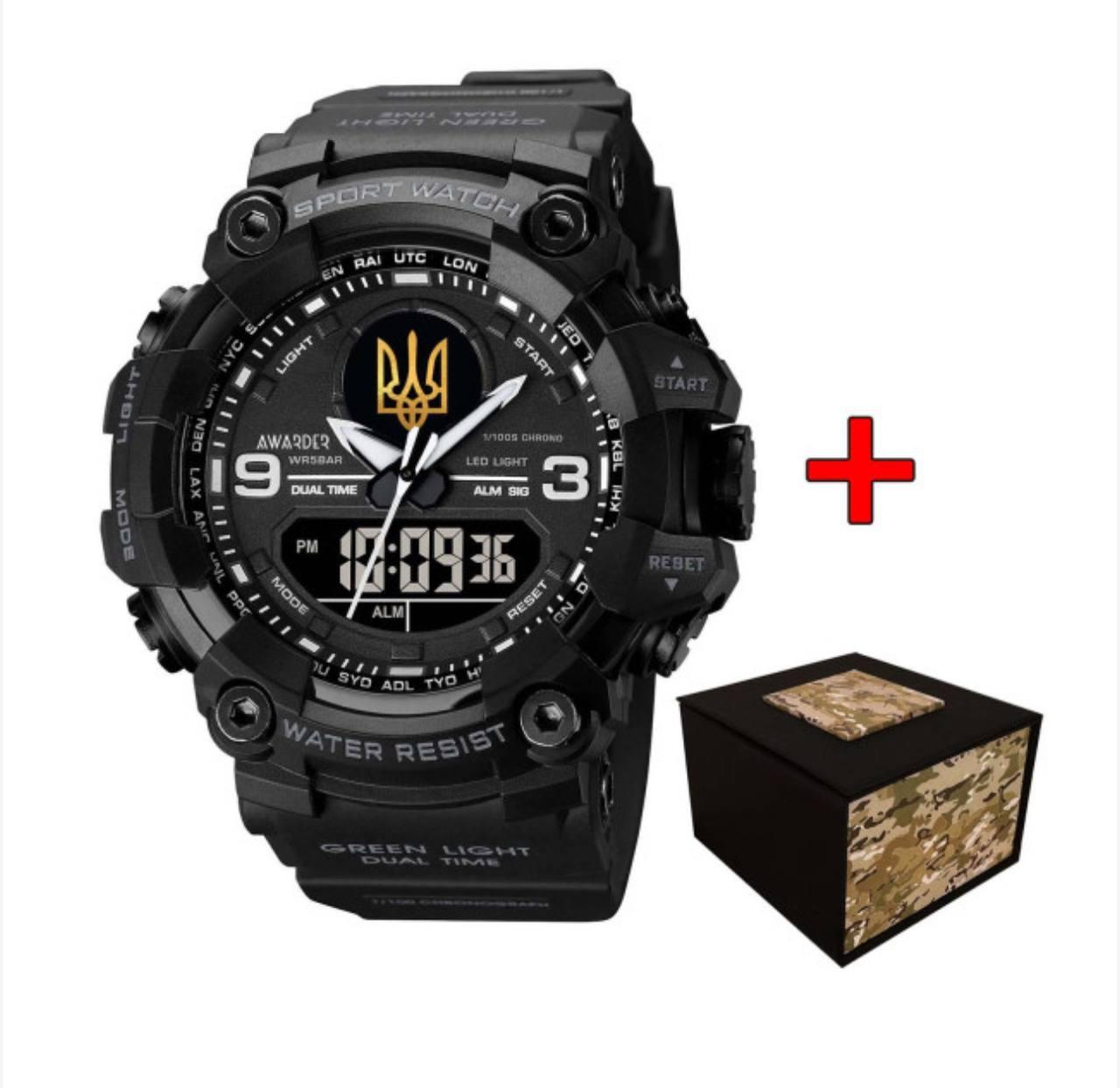 Тактичний Годинник Awarder 001 Тризуб золото All Black 1202-0131