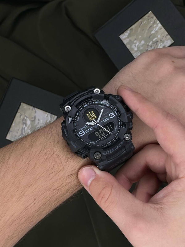 Тактичний Годинник Awarder 001 Тризуб золото All Black 1202-0131