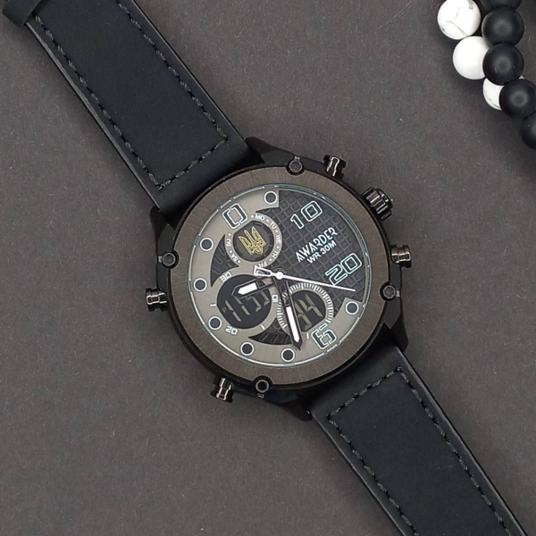 Годинник наручний Awarder 017 Тризуб золото All Black 1202-0123