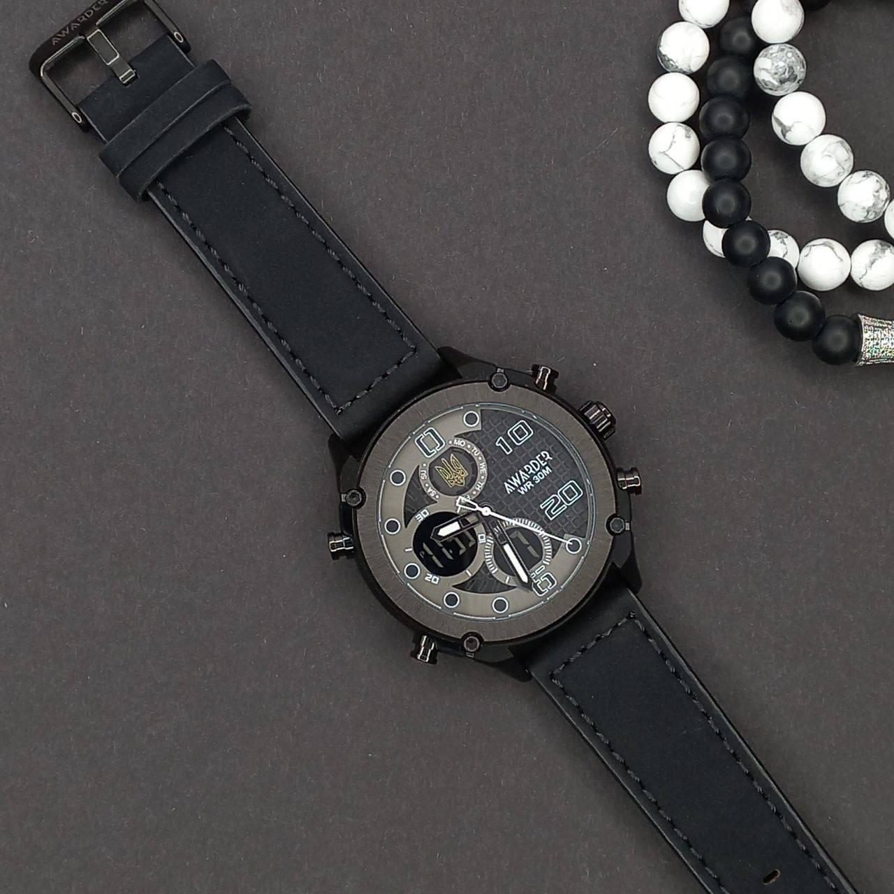 Годинник наручний Awarder 017 Тризуб золото All Black 1202-0123