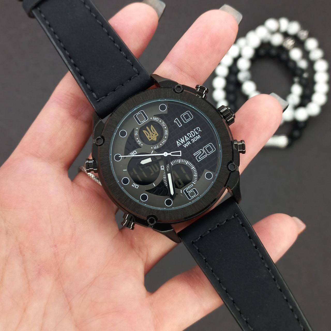 Годинник наручний Awarder 017 Тризуб золото All Black 1202-0123