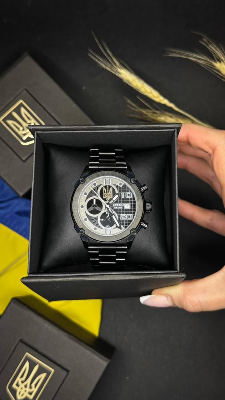 Годинник Awarder 016 Тризуб золото Black-Black Steel. 1202-0094.