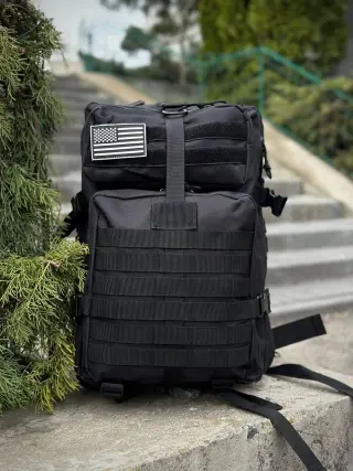 Рюкзак штурмовий тактичний 45 л з прапором США чорний