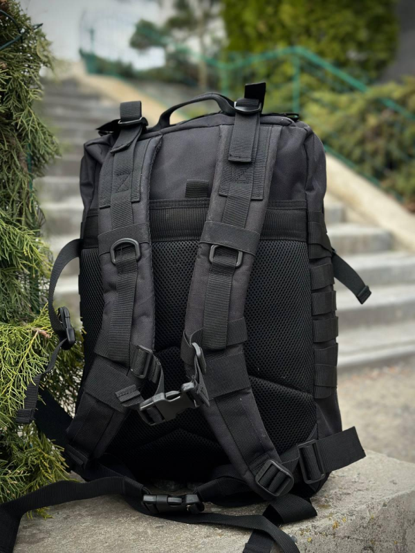Тактичний рюкзак військовий чорний з прапором Сша Black Usa штурмовий армійський рюкзак 45 л