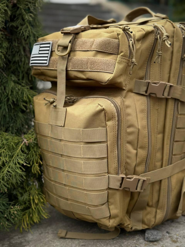 Тактичний рюкзак військовий койот з прапором Сша Usa штурмовий армійський рюкзак 45 Л
