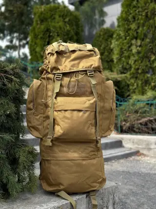 Рюкзак каркасний тактичний 80 л з алюмінієвою рамою койот