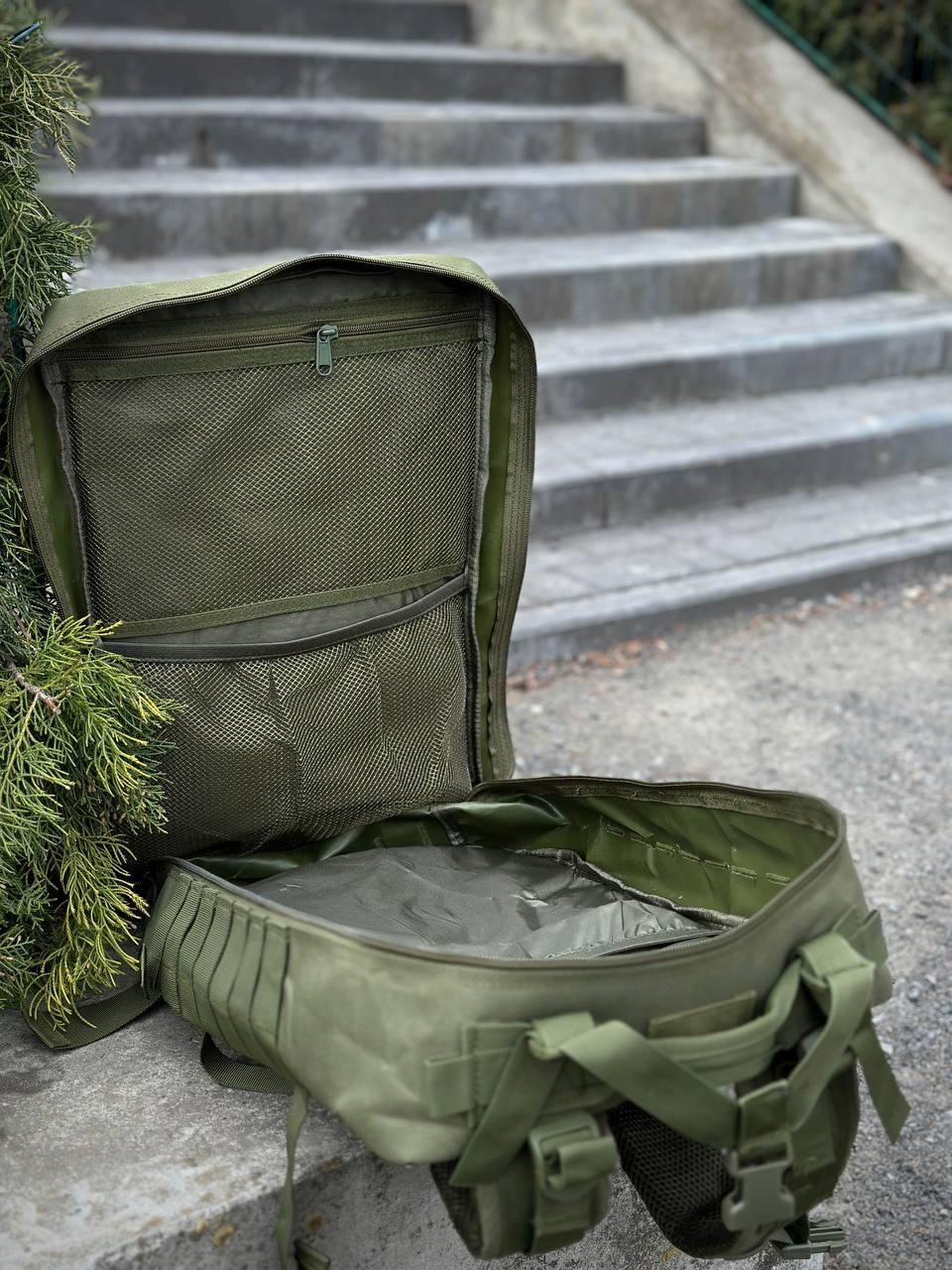 Тактичний рюкзак військовий олива з прапором Сша Olive Usa штурмовий армійський рюкзак 45Л - Фото 12