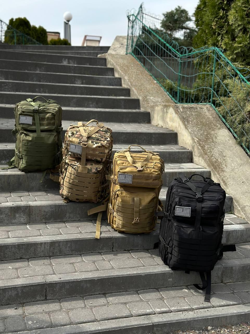 Тактичний рюкзак військовий олива з прапором Сша Olive Usa штурмовий армійський рюкзак 45Л - Фото 7