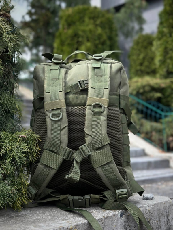 Тактичний рюкзак військовий олива з прапором Сша Olive Usa штурмовий армійський рюкзак 45Л