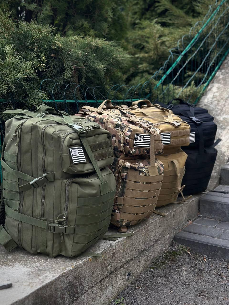 Тактичний рюкзак військовий олива з прапором Сша Olive Usa штурмовий армійський рюкзак 45Л - Фото 17