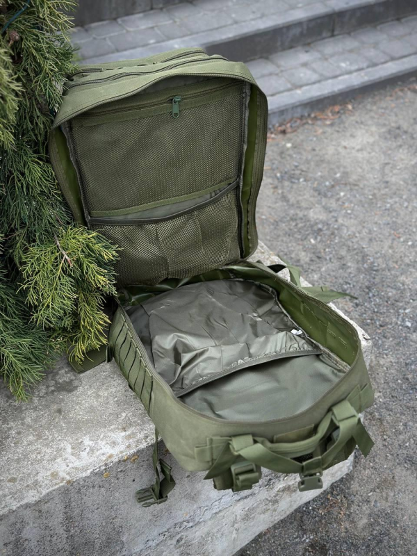 Тактичний рюкзак військовий олива з прапором Сша Olive Usa штурмовий армійський рюкзак 45Л