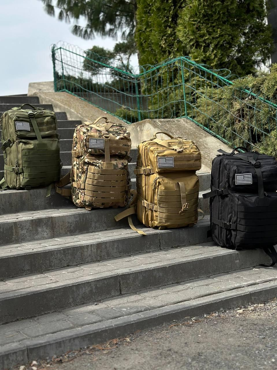 Тактичний рюкзак військовий олива з прапором Сша Olive Usa штурмовий армійський рюкзак 45Л - Фото 5