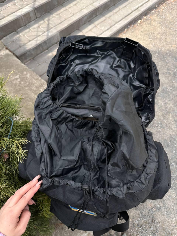 Рюкзак Чорний тактичний Каркасний 80л Black Алюмінієва рама