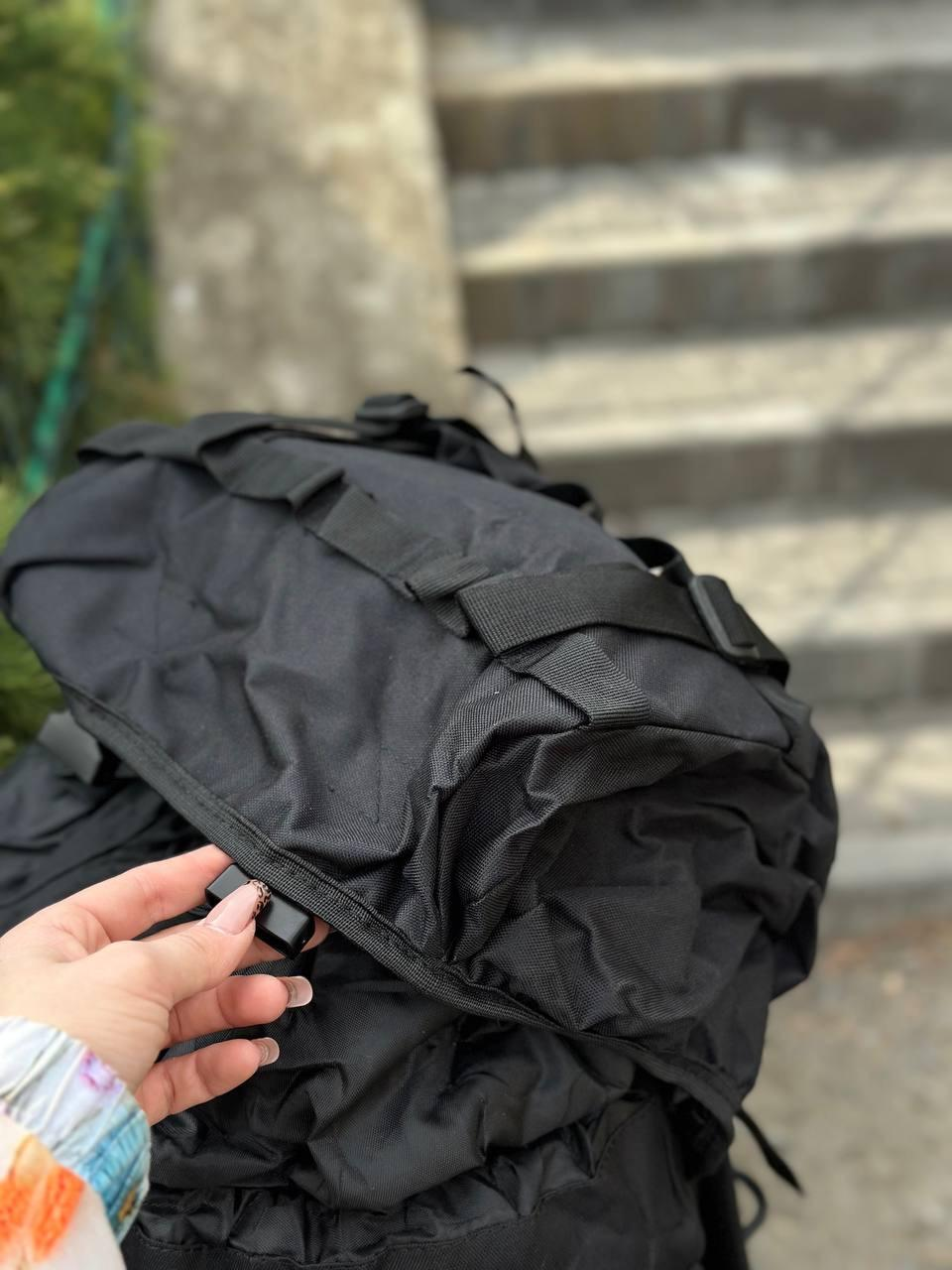 Рюкзак Чорний тактичний Каркасний 80л Black Алюмінієва рама