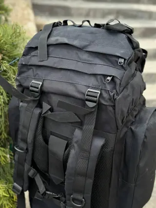Рюкзак Чорний тактичний Каркасний 80л Black Алюмінієва рама