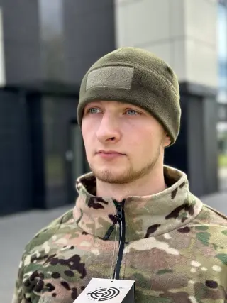 Шапка флісова олива з Velcro