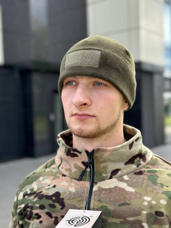 Шапка флісова олива з Velcro