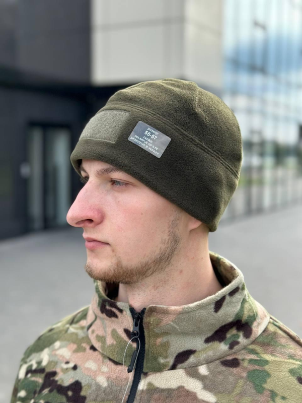 Шапка флісова олива з Velcro