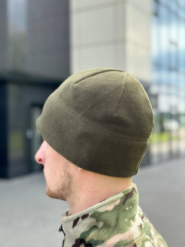 Шапка флісова олива з Velcro