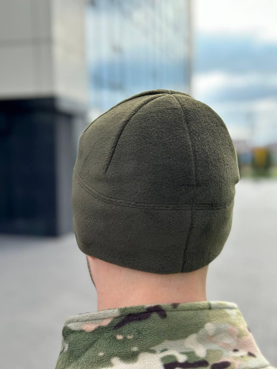 Шапка флісова олива з Velcro