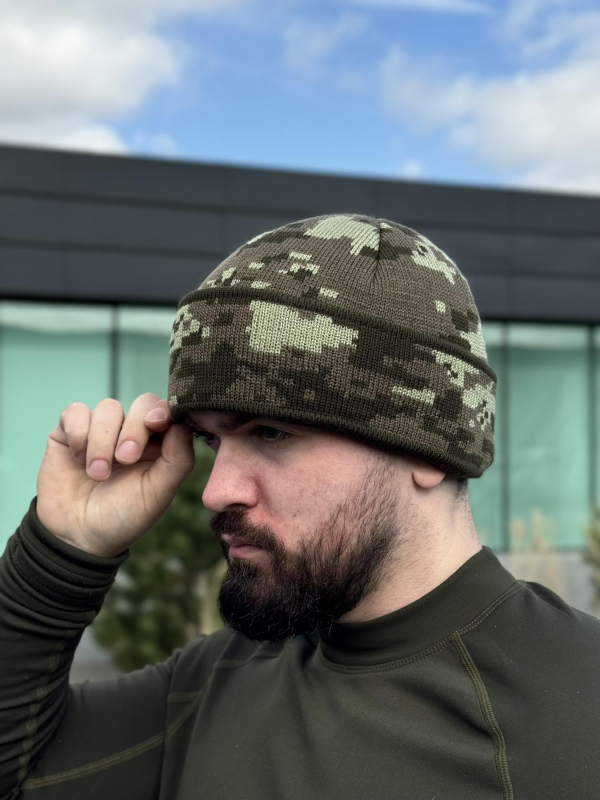 шапка в*язана піксель з відворотом