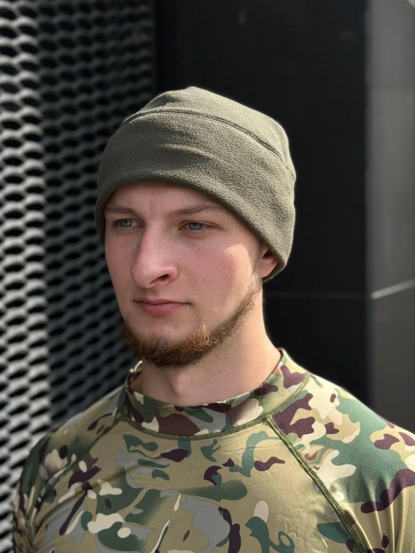 шапка фліс олива