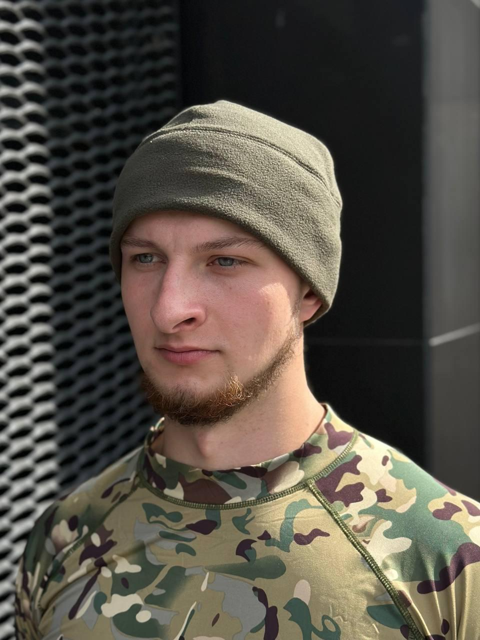 шапка фліс олива