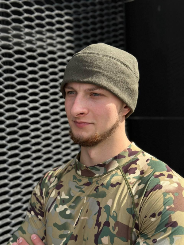 шапка фліс олива