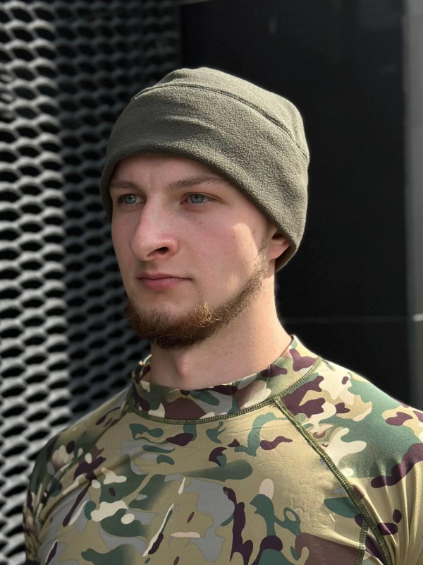 шапка фліс олива