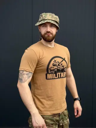 Футболка Military Стрейчова Койот Принт водостійке фарбування 11