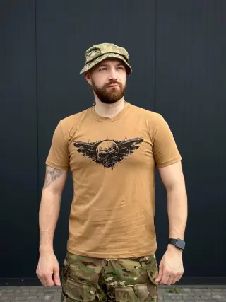 Футболка Military Стрейчова Койот Принт водостійке фарбування 2