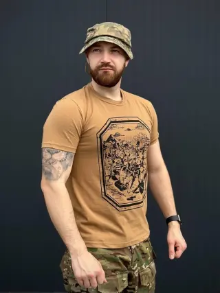 Футболка Military Стрейчова Койот Принт водостійке фарбування 9