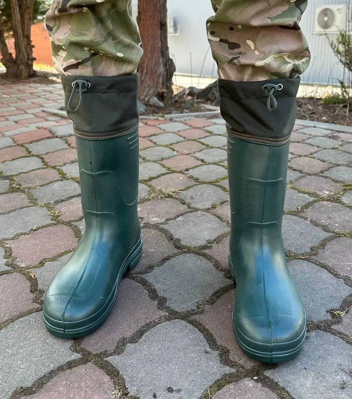 Чоботи гумові високі олива з вкладешем v2