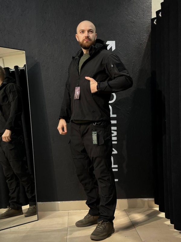 Полегшений Костюм Vanguard чорний SoftShell Без утеплення