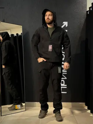 Полегшений Костюм Vanguard чорний SoftShell Без утеплення