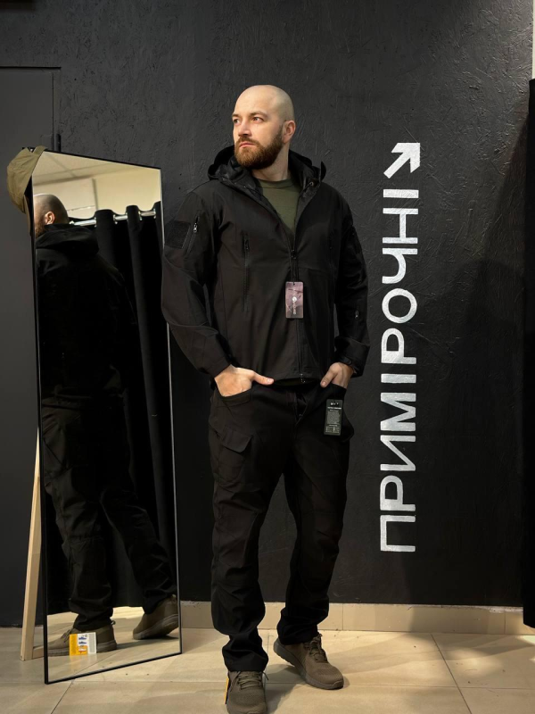 Полегшений Костюм Vanguard чорний SoftShell Без утеплення